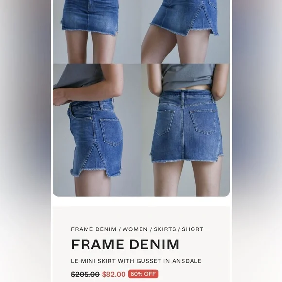 FRAME Denim Mini Jean Skirt Size 27 - Picture 4 of 6